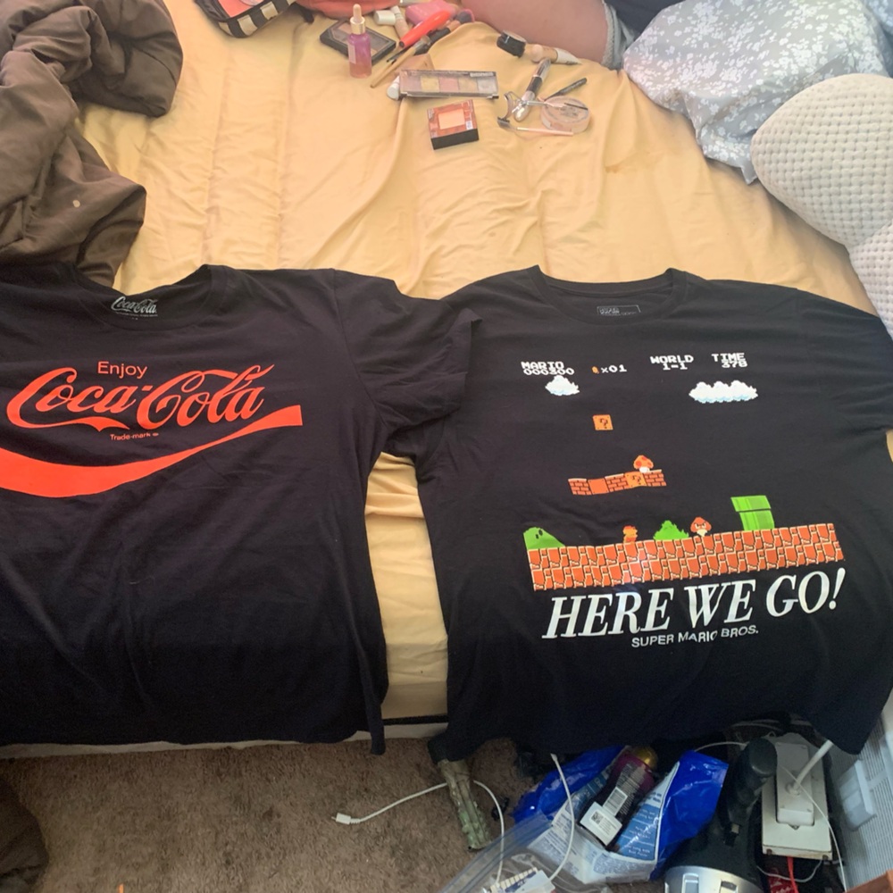 Hanes Black Graphic Tees - Coca-Cola and Super Mario Bros